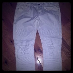 Zara Mens Biker Jean's in White